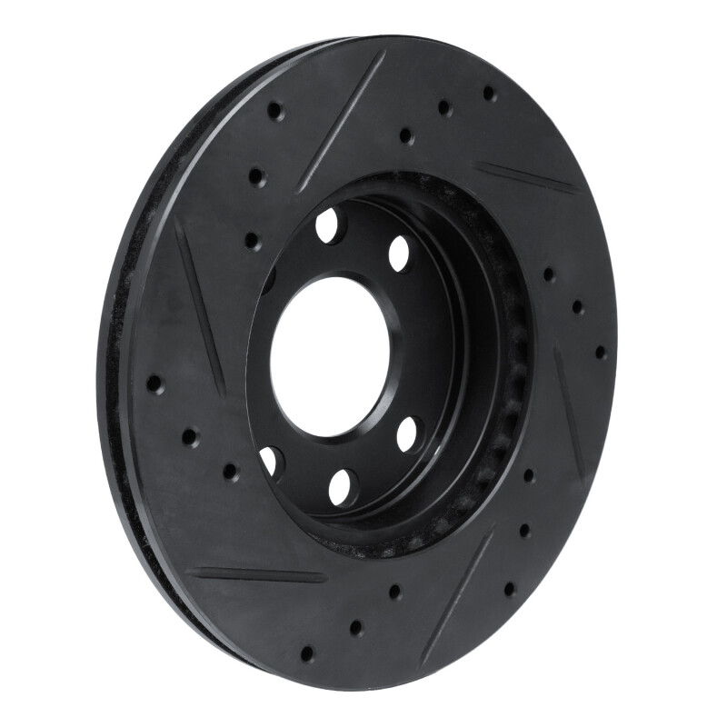 Chevrolet Pickup Brake Rotor (1) - Front Right - R1 Concepts - Drilled & Slotted - Black - `88-`20